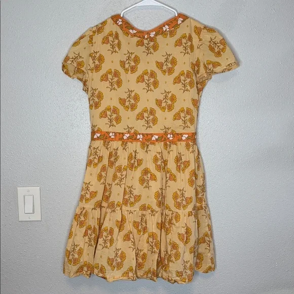 Bila Monaco Dress Mini Yellow Orange Floral Button Front Dress Large - Picture 6 of 6